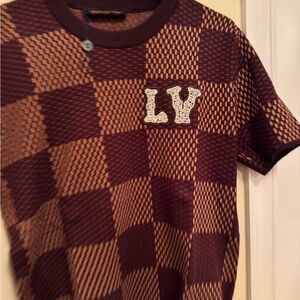 Louis Vuitton Checkered Brown Shirt with LV Patch